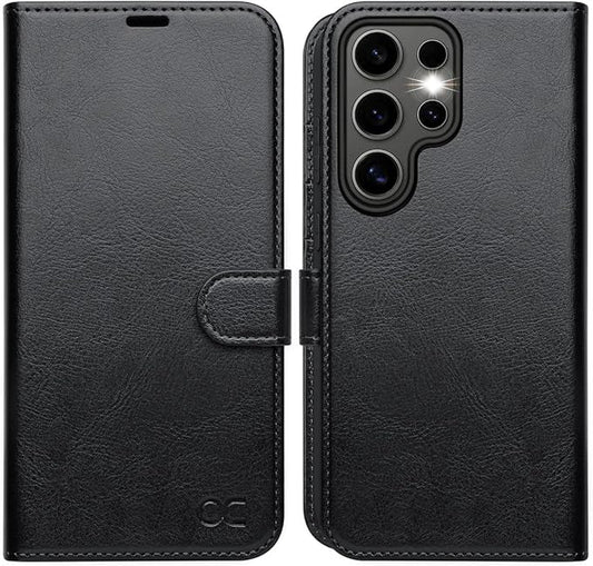 OCASE Compatible with Galaxy S25 Ultra Wallet Case, PU Leather Flip Folio Case with Card Holders RFID Blocking Kickstand [Shockproof TPU Inner Shell] Protective Phone Cover 2025, Black