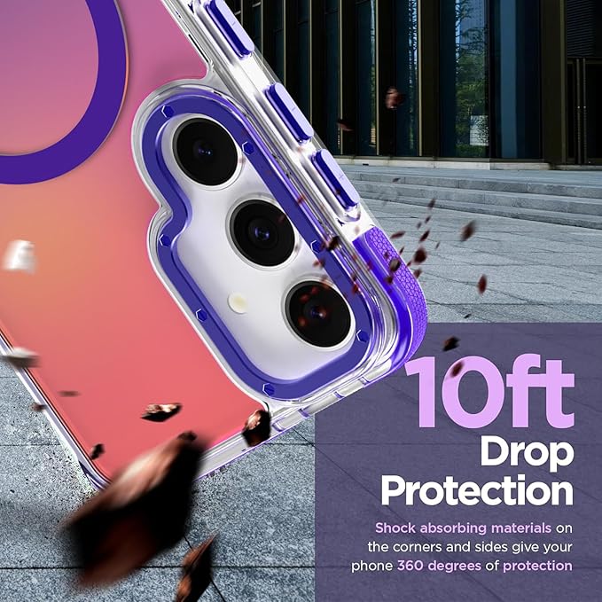 MOWIME Magnetic Case for Samsung Galaxy S24 Plus [Compatible with Magsafe] [Cute Fashion Fluorescent Design] [1 Screen Protector] Slim Translucent Matte Case for Galaxy S24 Plus 6.7", Purple