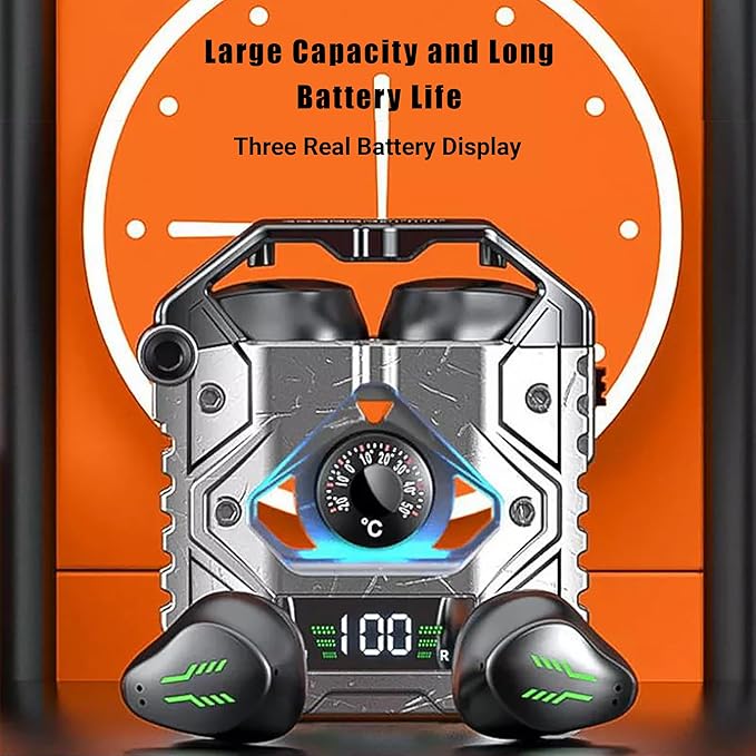 H09 Bluetooth 5.3 Wireless Earbuds with Long Battery Life, Environmental Noise Canceling, IPX7 Waterproof, HiFi Stereo Sound, Low Latency for Games, for iPhone and Android (Black)