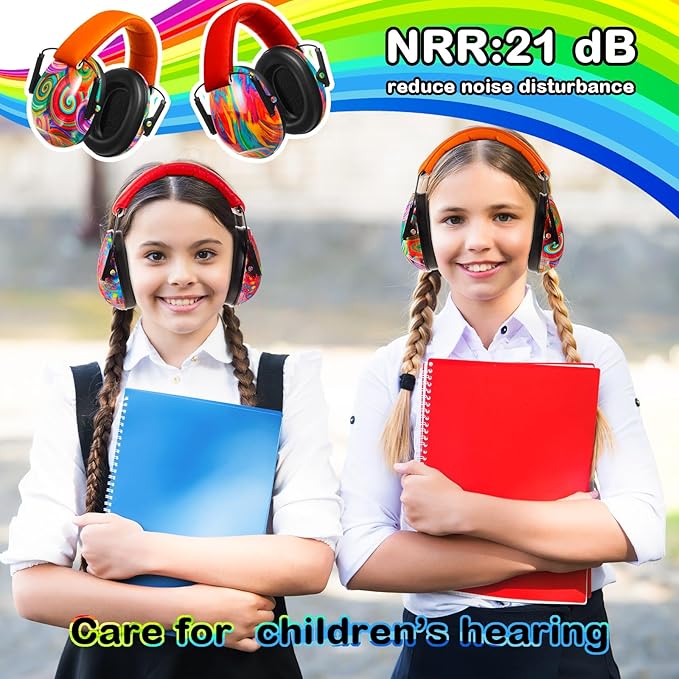 Amylove 6 Pcs Kids Noise Cancelling Headphones 27db Adjustable Earmuffs for Autism Sensory Toddler Children(Bright Colors)