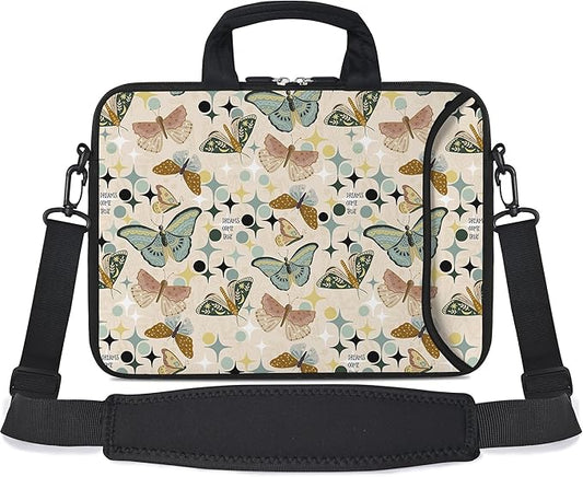 RICHEN 14 15 15.4 15.6 inch Laptop Shoulder Bag Messenger Bag Notebook Handle Sleeve Neoprene Carrying Case with Accessories Pocket (14-15.6 inch, Butterflies Wishes)