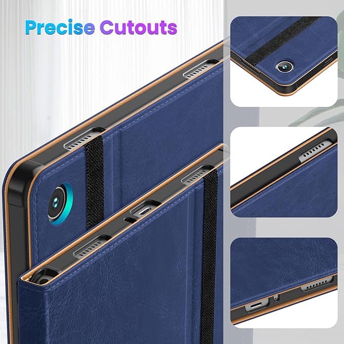 DTTO for Samsung Galaxy Tab A9 Plus 11 inch Case 2023, Premium Leather Business Folio Stand Cover with Hand Strap for Galaxy Tab A9+ 11’’ 2023 Model (SM-X210/X216/X218) - Auto Wake/Sleep, Navy Blue