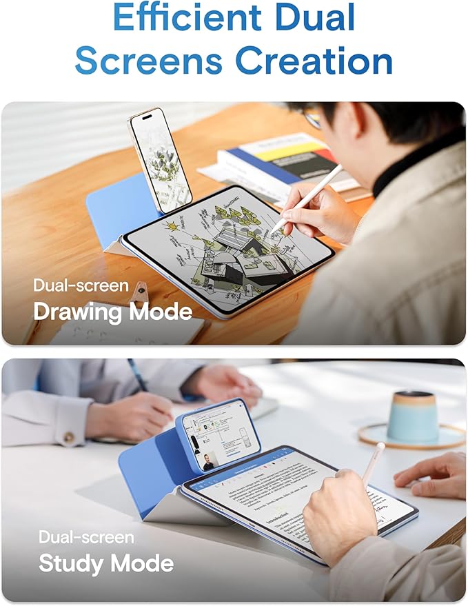 MOFT Dynamic Folio Case for iPad Air 13 Inch M3/M2 (2025/2024), iPad Pro 12.9 6th/5th/4th Gen, Silm Magnetic Stand Case with 20+ Viewing Angles, Auto Wake/Sleep, Ultra Thin, Panna Cotta x Faded Jeans