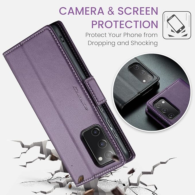 Case for Samsung Galaxy S20 FE Wallet Case, RFID Blocking PU Leather Flip Folio Cover Card Holder Kickstand Shockproof Phone Case Compatible with Samsung Galaxy S20 FE, Purple