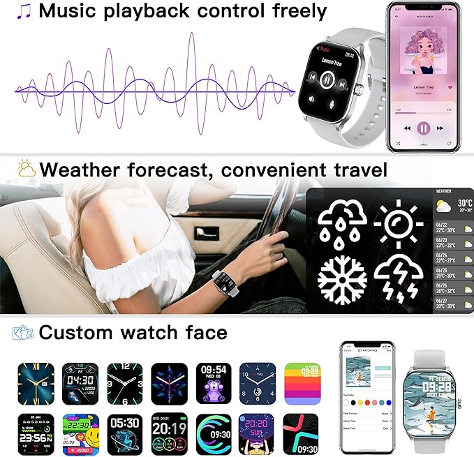 Smart Watch (Answer/Make Call), 2.01" Smartwatch for Android Phones and iPhone with Heart Rate,Sleep Monitor,Pedometer, 100+Sports Fitness Watch, IP68 Waterproof Fitness Tracker for Men Women