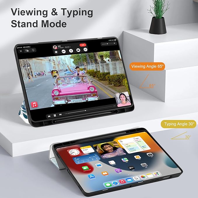 Case for Samsung Galaxy Tab S8 2022 & S7 2020, Shockproof Tablet Case for Samsung Tab S8/S7 11 inch with Auto Sleep/Wake & Trifold Stand & Soft TPU Back Cover, Blue Floral