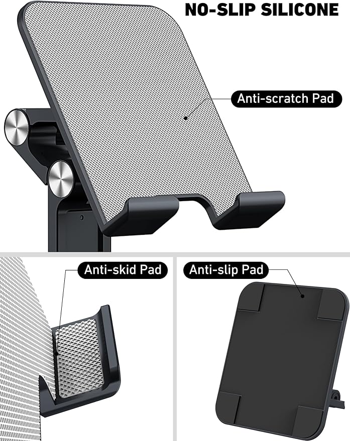 OCYCLONE Tablet Stand Compatible with iPad Holder for Desk, FoldableTablet Holder Portable Monitor Stand - Black