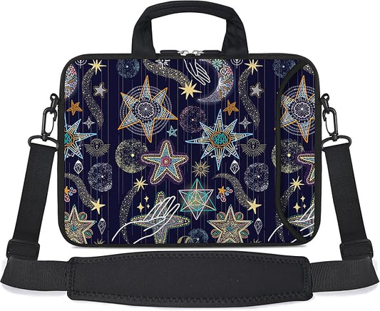 RICHEN 14 15 15.4 15.6 inch Laptop Shoulder Bag Messenger Bag Notebook Handle Sleeve Neoprene Carrying Case with Accessories Pocket (14-15.6 inch, Stars)