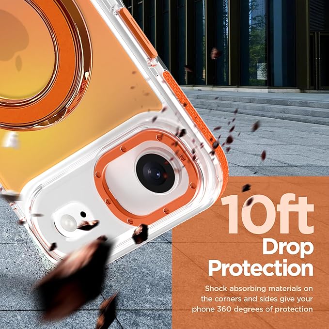 MOWIME Magnetic for iPhone Air Case with Stand [Compatible with Magsafe] [Cute Fashion Fluorescent Design] [1 Screen Protector] Slim Translucent Matte Case for iPhone Air 6.5" 2025, Orange