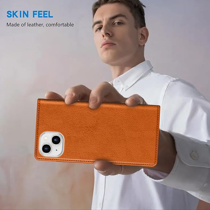 ZZXX for iPhone 15 Plus Wallet Case with [RFID Blocking] Card Slot Stand Strong Magnetic Leather Flip Fold Protective Phone Case for iPhone 15 Plus Case Wallet(Brown-6.7 inch)