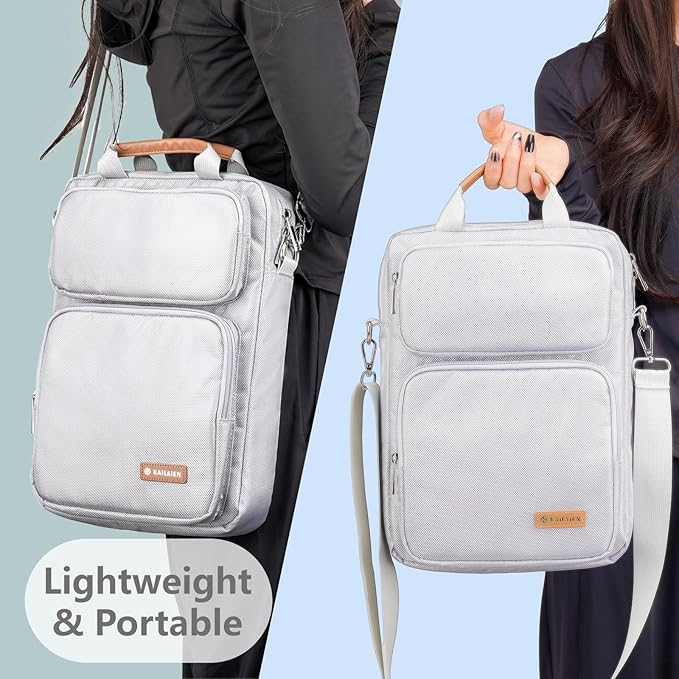 10-13 Inch Tablet Sleeve Bag, Ipad Bag for 13 In/11 in New iPad Pro M4 & 13 in Air M2 2024,iPad Pro 12.9 M2&M1,Ipad 10.9,Galaxy Tab S8+/S9+ 12.4,with Removable Shoulder Strap(Silver)