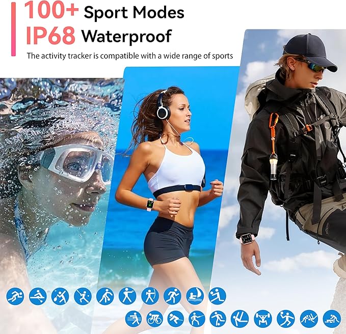 KPEP Smart Watches MP3 Player 2 in 1, 1.85" HD Smartwatch for Men Women, Answer/Make Calls, Sleep/SpO2/Heart Rate Monitoring, 100+ Sports Modes, IP68 Waterproof Fitness Tracker for iOS Android, Black