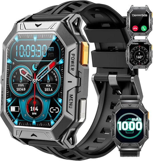LIGE Military Smart Watches for Men(Answer/Make Calls),100-Day Battery Life,2.13" AMOLED Outdoor Sports Smartwatch with Compass,Heart Rate/Sleep Monitor Fitness Tracker for Android iOS,Nylon
