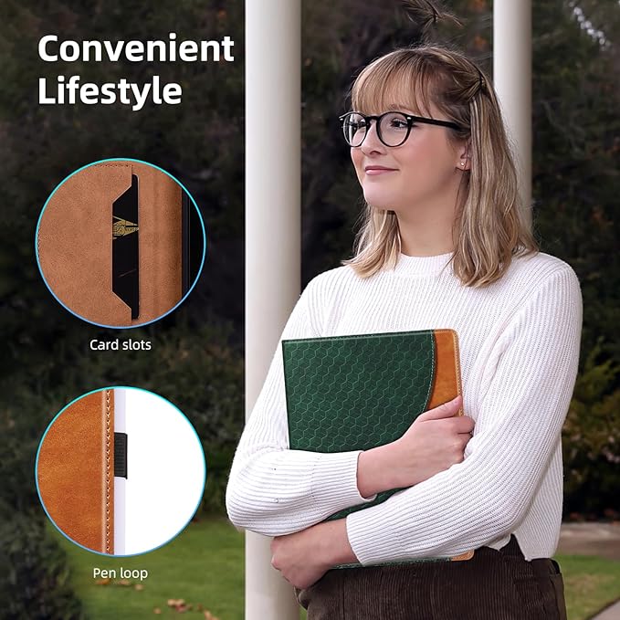 Case for Samsung Galaxy Tab A9 Plus 11 Inch Cover 2023 PU Leather Cover Multi-Angle Viewing Stand with Card Pocket for Galaxy Tab A9 Plus Case,Retro Green