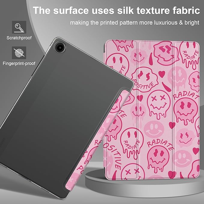 DONGKE Case for Samsung Galaxy Tab A9+/A9 Plus 11 inch 2024 2023 (SM-X210/X216/X218), Slim Stand Hard PC Translucent Back Shell Smart Cover, Auto Wake/Sleep - Melting Faces