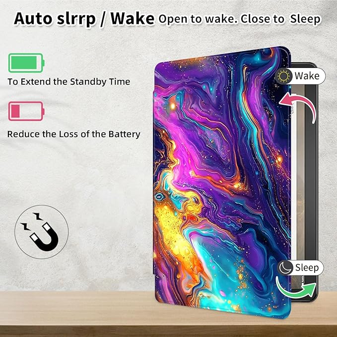 Case for Samsung Galaxy Tab A9+/A9 Plus 11 Inch 2023 Tablet Case, 360 Degree Rotating Folio Stand Smart Cover for Galaxy Tab A9+ Tablet SM-X210/X216/X218, Auto Sleep/Wake, Colorful Marble