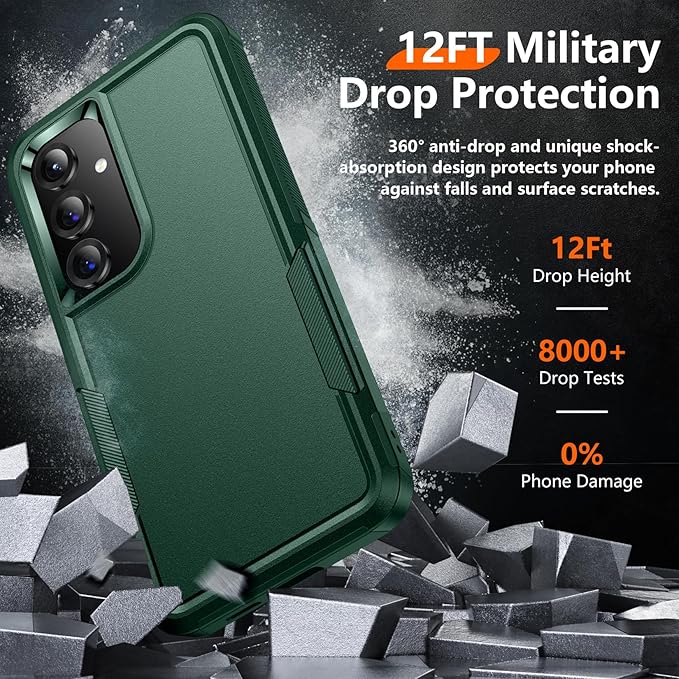 Red2Fire for Samsung Galaxy S25 Plus Case, [Military Grade Shockproof] Heavy Duty Protection Phone Case for S25 Plus Case,Dark Green