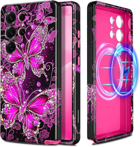 Casetego for Galaxy S25 Ultra Case,Compatible with MagSafe,[Military Grade Drop Test] Full Body Protection Slim Shockproof Rugged Marble Women Case for Samsung Galaxy S25 Ultra 6.9 inch,All Purple