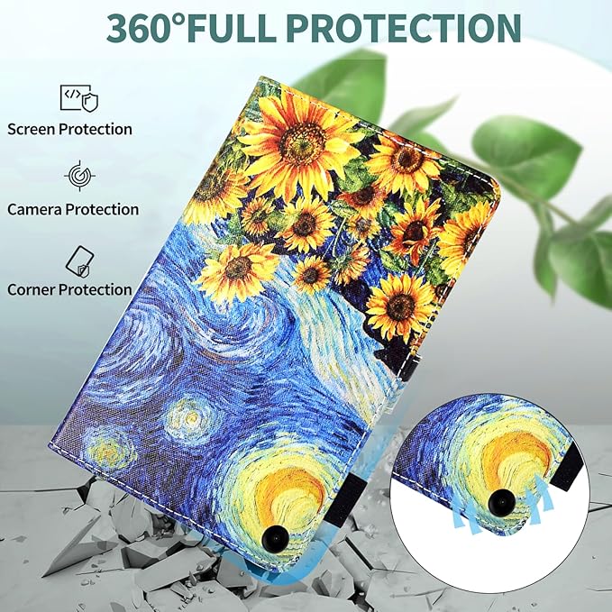 KEROM Case for Samsung Galaxy Tab A9+ Plus 11 Inch 2024 2023 (SM-X210/X216/X218), Slim PU Leather Stand Case Protective Cover for Galaxy Tab A9+/A9 Plus Tablet, Auto Wake/Sleep - Starry Sky