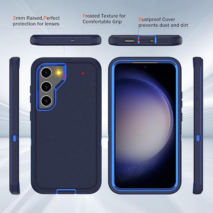 for Samsung Galaxy S23+ Plus Case with [2 Pack] HD Screen Protector, [Military-Grade] Shockproof Dust/Drop Proof 3-Layer Full Body Protection Heavy Duty Case for Galaxy S23 Plus, Navy