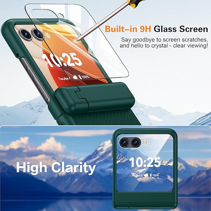 Oterkin Magnetic for Samsung Galaxy Z Flip 7 Case with [Built-in Screen Protector & Hinge Protection][Foldable Invisiable Stand] Military Grade Shockproof Full Body Protection Case for Galaxy Z Flip 7