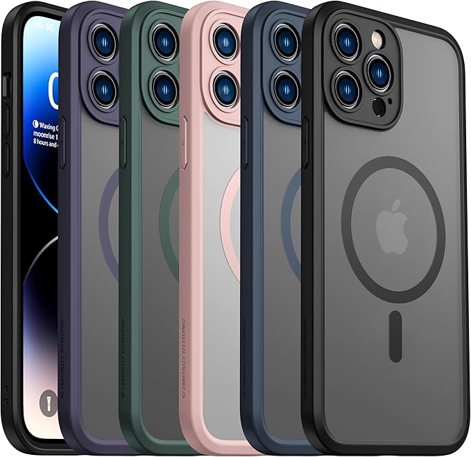 ImpactStrong Magnetic Guard Designed for iPhone 14 Pro Case [Camera Protection] [Military Grade Drop Tested] [Compatible with MagSafe] Slim Translucent Matte Phone Case (6.1") - Dark Green