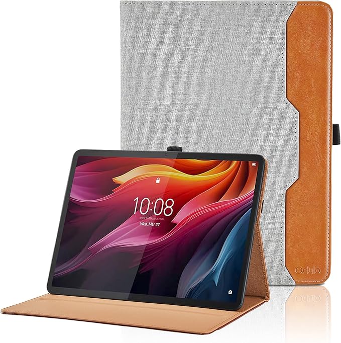 Case for Lenovo Tab K11 Plus 11.45 Inch 2024 - PU Leather Business Folio Protective Cover with Hand Strap and Pocket, Gray