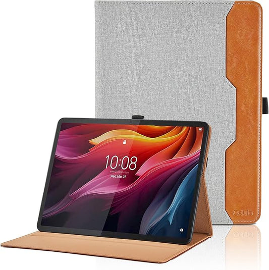 Case for Lenovo Tab K11 Plus 11.45 Inch 2024 - PU Leather Business Folio Protective Cover with Hand Strap and Pocket, Gray