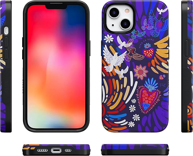 Casely iPhone 14 Case | Viva La Vida | Frida Kahlo Collage | Compatible with MagSafe | Bold Protective Design