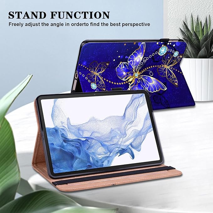 Case for Lenovo Tab M10 HD 2nd Gen 10.1 Inch 2020 Case (TB-X306F/X306X), PU Leather Folio Flip Stand Case with Card Solts Elastic Band for Lenovo Tab M10 HD Tablet - Diamond Butterfly