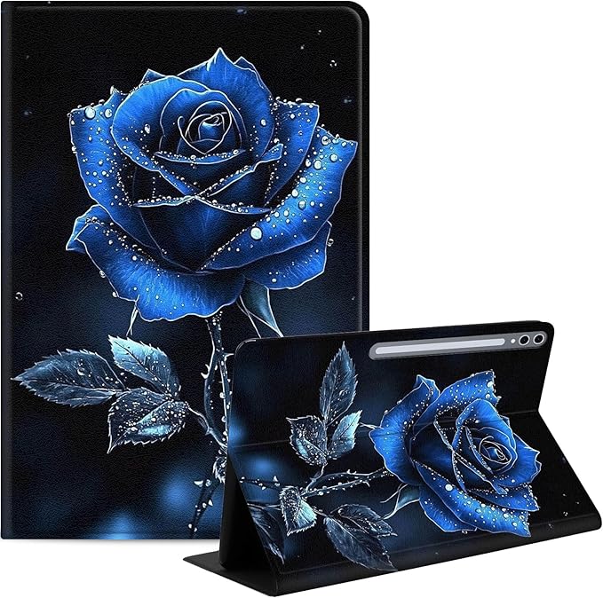 Case for Samsung Galaxy Tab S10 Plus/ S9 FE Plus/ S9 Plus 5G Tablet 12.4'', Slim PU Leather Stand Cover with Auto Wake/Sleep, Multi-Angle Viewing & Shockproof, Blue Rose