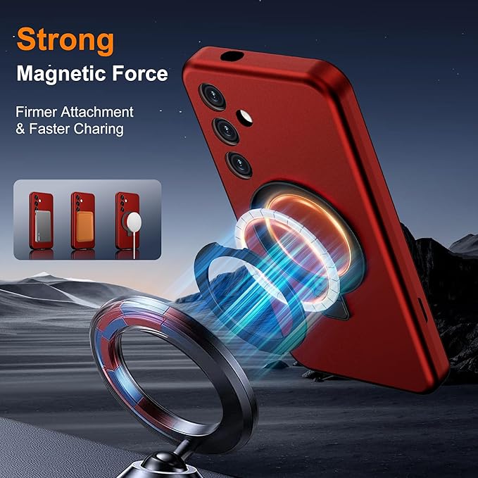 Designed for Samsung Galaxy S24 Plus Case with Magnetic Ring Stand [Compatible with Mag-Safe][Military Grade Drop Protection][Build in Kickstand] Shockproof S24+ Phone Case 6.7",Red