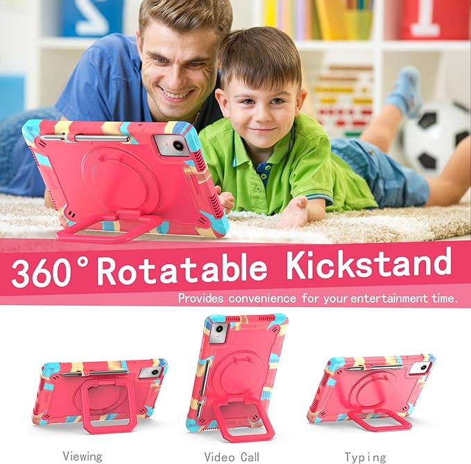 Case for Lenovo Tab M11 11 inch Tablet (TB-330FU / TB-331FC) 2024 Released - Heavy Duty Impact Resistant Case Cover with Rotating Ring Stand (Candy/Pink)