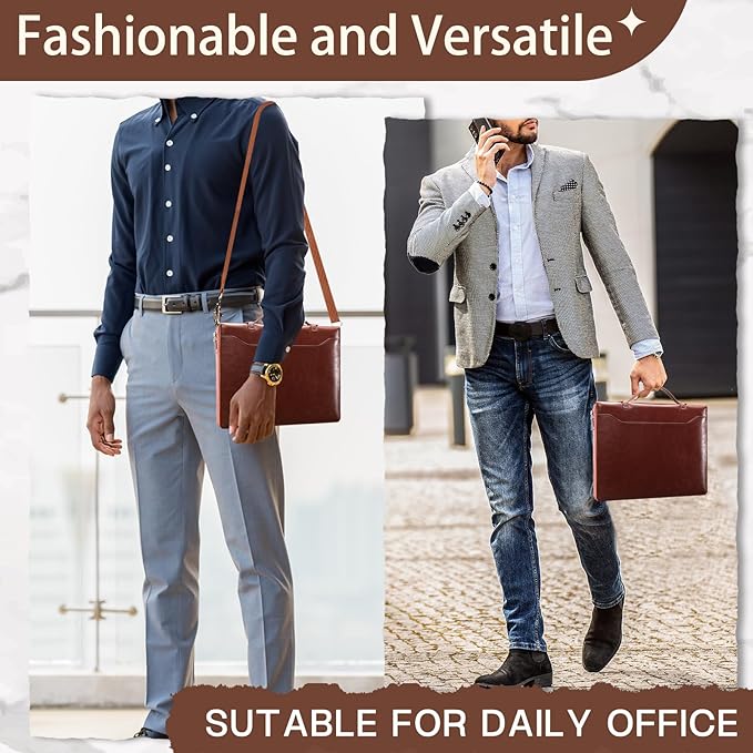 E NET-CASE 9.6-11 Inch Universal Tablet Case with Tri-Angle Adjustable Stand (Vertical/Horizontal), Detachable Shoulder Strap & Document Card Pocket, Premium PU Leather(Brown)