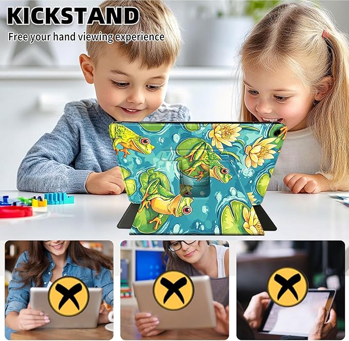 Case for Samsung Galaxy Tab A9+/A9 Plus 11 Inch 2023 Tablet Case, 360 Degree Rotating Folio Stand Smart Cover for Galaxy Tab A9+ Tablet SM-X210/X216/X218, Auto Sleep/Wake, Colorful Frogs