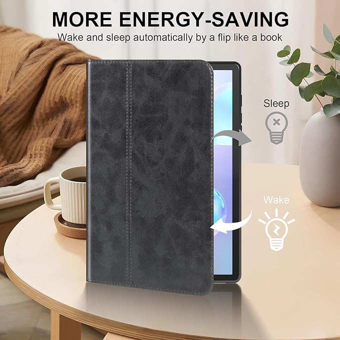 for Samsung Galaxy Tab S6 10.5 inch Case 2019 Model(SM-T860/T865/T867) Genuine Leather Cover Protective Shell,Auto Wake/Sleep.Black
