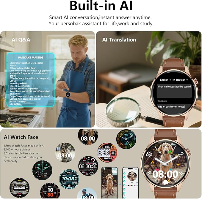 Smart Watches for Men/Women,1.46" Fitness Tracker (Make Calls/Text),GPS and Offline Maps Navigation,5 Satellite Systems,Health,Compass/Altitude/Barometer,100+Sports Mode for Android iOS with 2 Straps