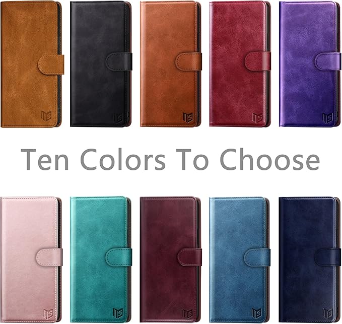 SUANPOT Compatible with Samsung Galaxy S25 Wallet case with RFID Blocking Credit Card Holder,Flip Book PU Leather Protective Cover Women Men for Samsung S25 Phone case Wine Red