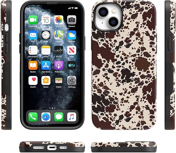 Casely iPhone 14 Case | Cowgirl Envy | Cow Print | Compatible with MagSafe | Bold Protective Design