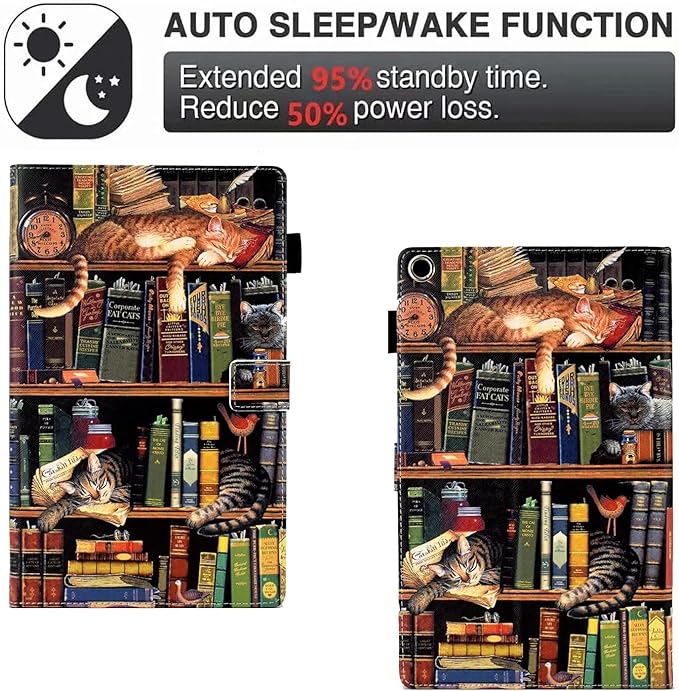 Case for Samsung Galaxy Tab A9+/A9 Plus 11 inch 2023 2024(SM-X210/X216/X218),PU Leather Multi Angle Stand Cover Slim Folio Protective Case for Galaxy Tab A9 Plus, Auto Wake/Sleep, Bookshelf Cat