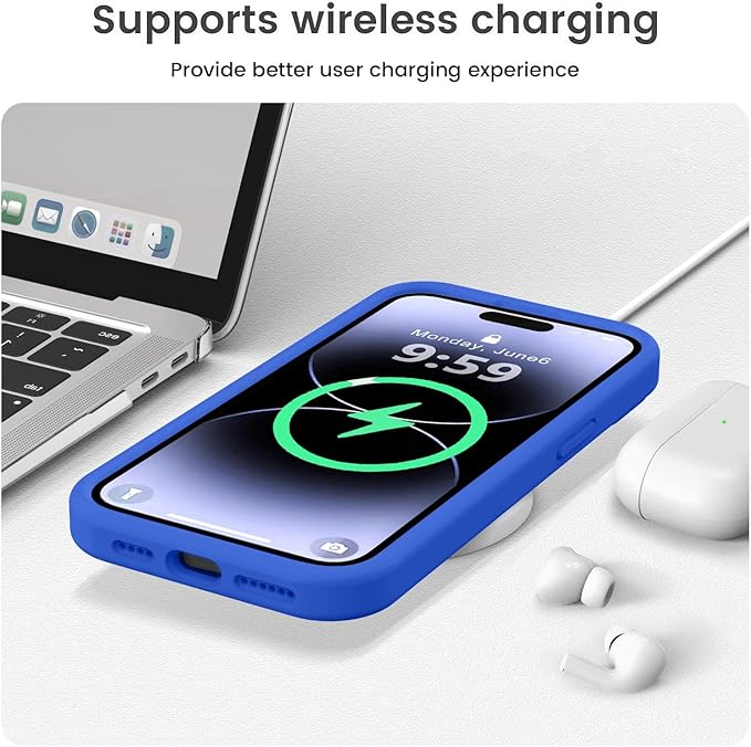 Vooii Compatible with iPhone 14 Pro Max Case, Liquid Silicone Upgrade [Camera Protection] [Soft Anti-Scratch Microfiber Lining] Shockproof Phone Case for iPhone 14 Pro Max 6.7 inch - Klein Blue