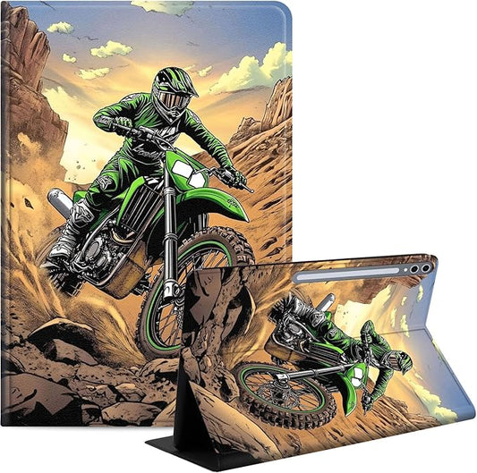 Case for Samsung Galaxy Tab S10 Ultra/Galaxy Tab S9/S8 Ultra 14.6-Inch, Slim PU Leather Stand Cover with Auto Wake/Sleep, Multi-Angle Viewing & Shockproof, Dirt Bike