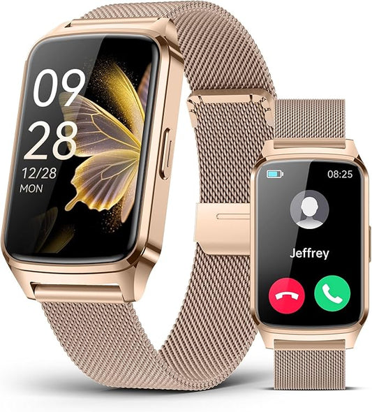 Fitness Tracker Watch for Women Men, Step Counter Work For iPhone and Android, IP68 Waterproof, Activity Track with Calorie, Sleep Monitor, 110+ Sports Modes Pedometer Smart Smartwatch (Gold, 1.57)