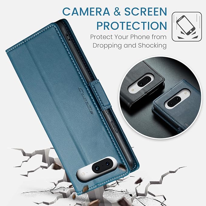 for Google Pixel 8A Case, Premium PU Leather Wallet Case Flip Cover with [RFID Blocking][Card Holder][Stand Function] Shockproof Protective for Google 8A, Blue