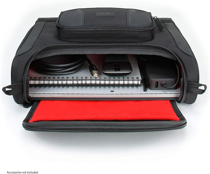 USA Gear Small Messenger Bag Compatible with Microsoft Surface Pro 11th Gen/10/9/8/7, Surface Laptop 13-inch (2025) - Shoulder Bag Travel Tablet Case Fits Accessories, Charger, Keyboard, Mouse (Red)