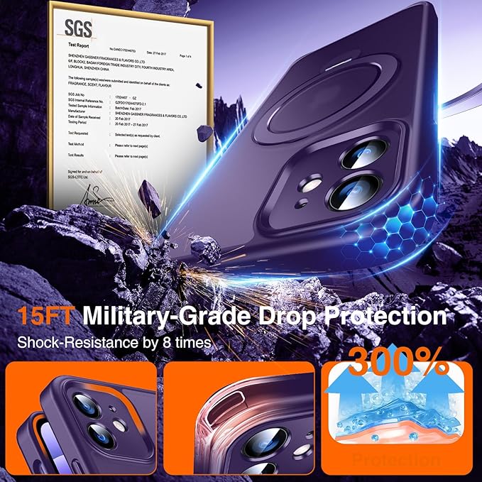 360° O-Ring MagStander for iPhone 12 Case, iPhone 12 Pro Case with Magnetic Stand Ring Holder [Compatible with MagSafe] [Military Shockproof] Kickstand iPhone 12/12 Pro Phone Cover Purple