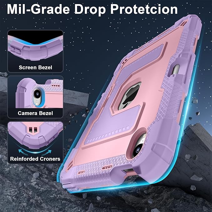 DreamerX for iPad mini 7 (A17 Pro) 2024 / Mini 6 2021 8.3 Inch Case, Rugged Shockproof Child Protective Cover with Stand Shoulder Strap Pencil Holder for Kids Girls Boys iPad mini 7th/6th Gen, Purple