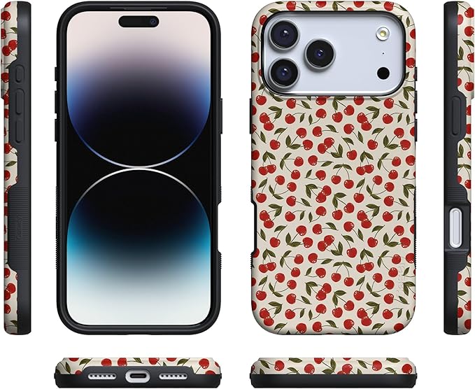 Casely iPhone 17 Pro Case | Cherry on Top | Red Cherries | Compatible with MagSafe | Bold Protective Design
