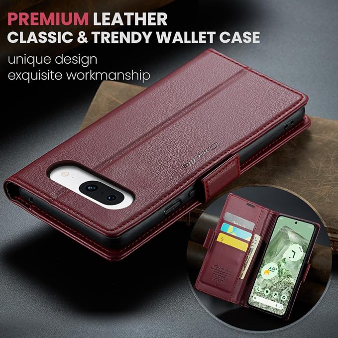 for Google Pixel 8A Case, Premium PU Leather Wallet Case Flip Cover with [RFID Blocking][Card Holder][Stand Function] Shockproof Protective for Google 8A, Red