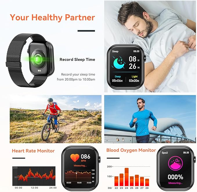 Hwagol Smart Watch (Answer/Make Call) 1.85inch Fitness Tracker, DIY Dials/Pedometer/Calories/Multiple Sport Modes/Voice Assistant, Smart Watches for Men Women Android iOS Phones